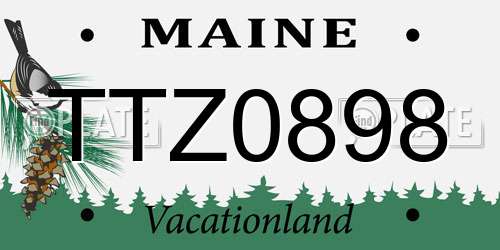 TTZ0898 Maine License Plate