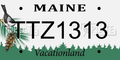 TTZ1313 Maine License Plate