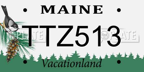 TTZ513 Maine License Plate