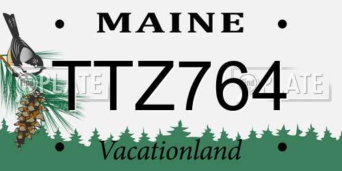 TTZ764 Maine License Plate