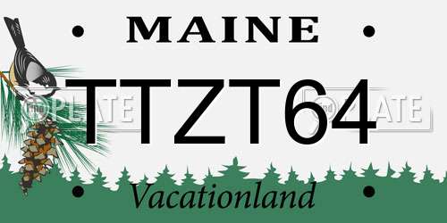 TTZT64 Maine License Plate