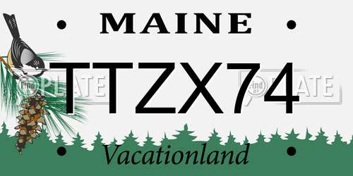 TTZX74 Maine License Plate