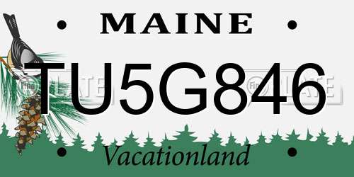 TU5G846 Maine License Plate