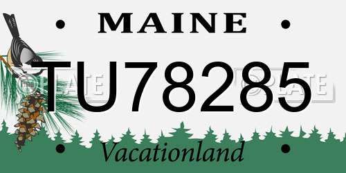 TU78285 Maine License Plate