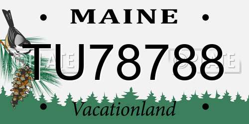 TU78788 Maine License Plate