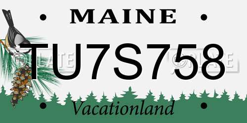 TU7S758 Maine License Plate