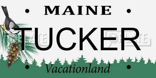 TUCKER Maine License Plate