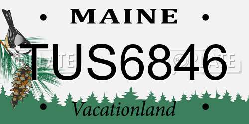 TUS6846 Maine License Plate