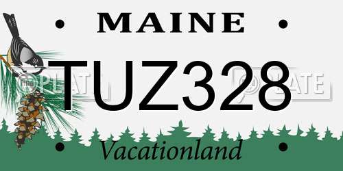 TUZ328 Maine License Plate