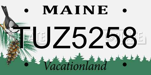 TUZ5258 Maine License Plate