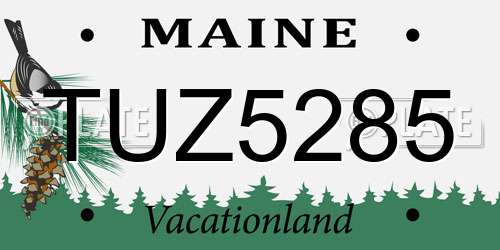 TUZ5285 Maine License Plate