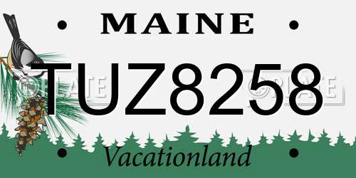 TUZ8258 Maine License Plate