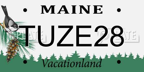 TUZE28 Maine License Plate