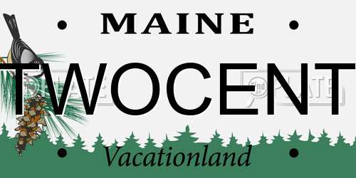 TWOCENT Maine License Plate