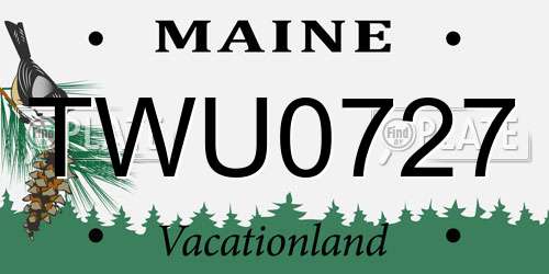 TWU0727 Maine License Plate