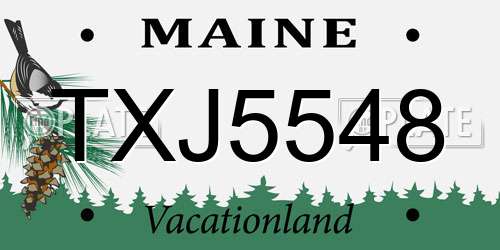TXJ5548 Maine License Plate