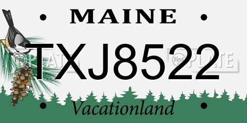 TXJ8522 Maine License Plate