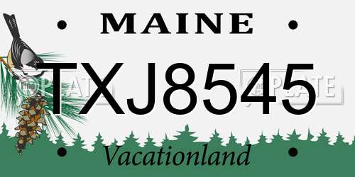 TXJ8545 Maine License Plate
