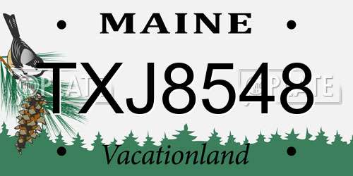 TXJ8548 Maine License Plate