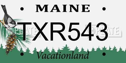 TXR543 Maine License Plate