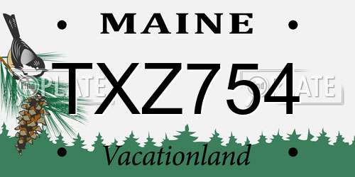 TXZ754 Maine License Plate