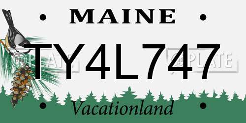 TY4L747 Maine License Plate