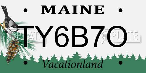 TY6B7O Maine License Plate