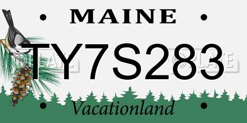 TY7S283 Maine License Plate