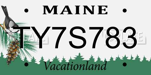 TY7S783 Maine License Plate