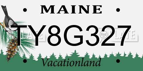 TY8G327 Maine License Plate