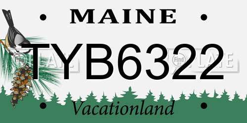 TYB6322 Maine License Plate