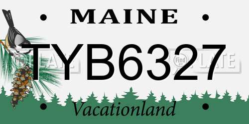 TYB6327 Maine License Plate
