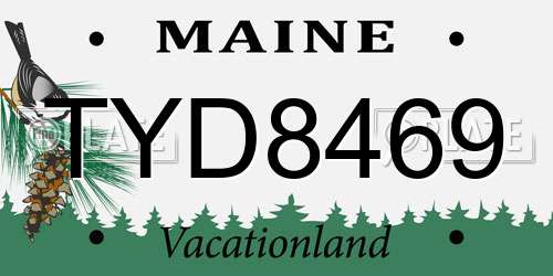 TYD8469 Maine License Plate