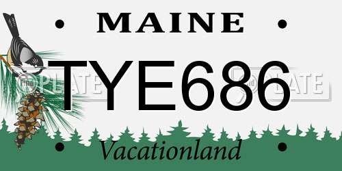 TYE686 Maine License Plate