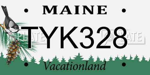TYK328 Maine License Plate
