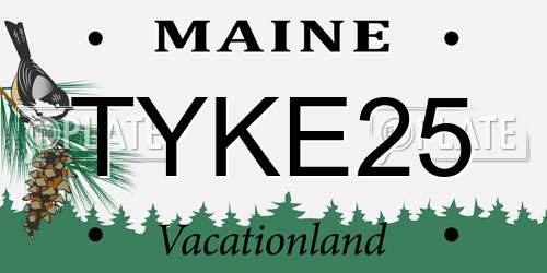TYKE25 Maine License Plate