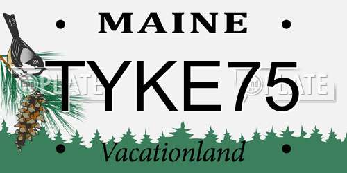 TYKE75 Maine License Plate