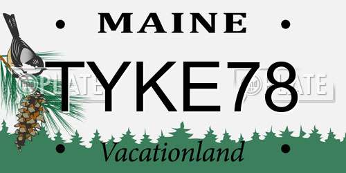 TYKE78 Maine License Plate