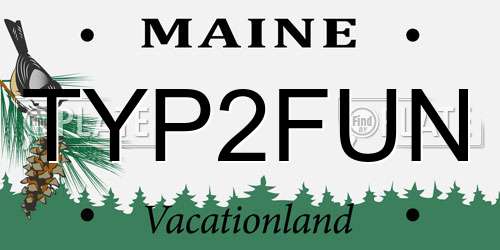 TYP2FUN Maine License Plate