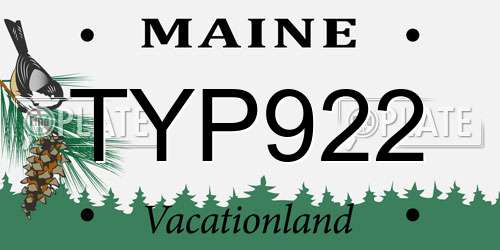 TYP922 Maine License Plate