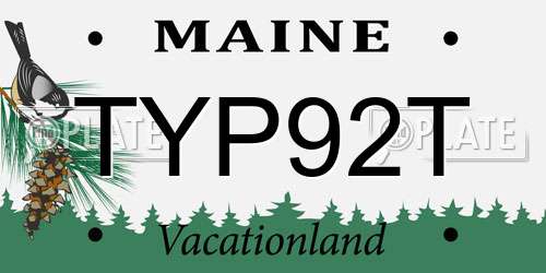 TYP92T Maine License Plate