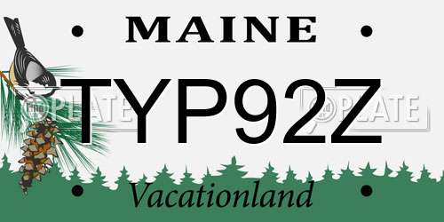 TYP92Z Maine License Plate