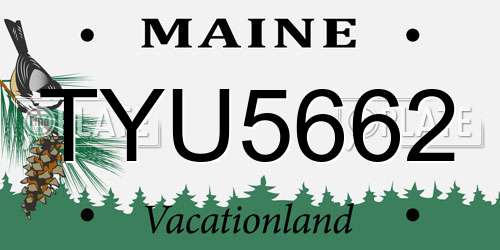 TYU5662 Maine License Plate