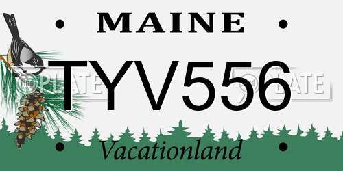 TYV556 Maine License Plate