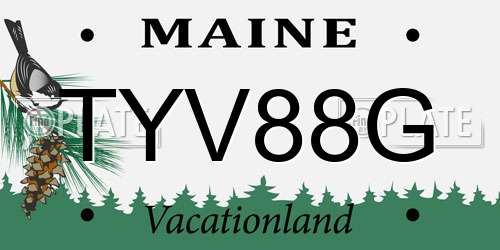 TYV88G Maine License Plate