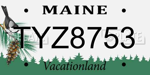 TYZ8753 Maine License Plate