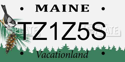 TZ1Z5S Maine License Plate