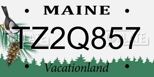 TZ2Q857 Maine License Plate