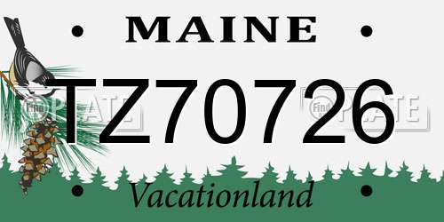 TZ70726 Maine License Plate