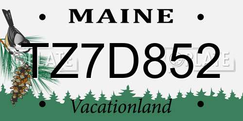 TZ7D852 Maine License Plate